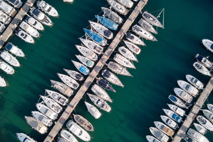 Luchtfoto van de seizoens- en jaarligplaatsen