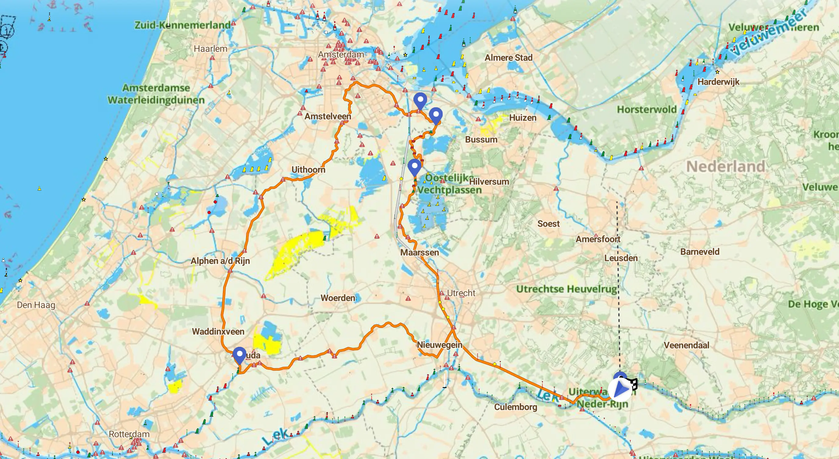 Vaarroute Hollandse Ijssel via Gouda v2